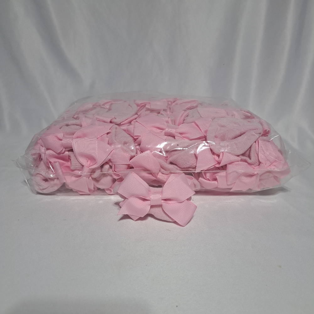 NEW Lot Of 100 Pink Bow Scrunchie Hair Ties‎ Wholesale Team Colors